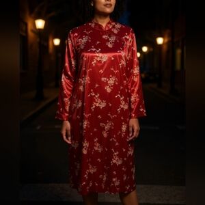 vtg 80s/90s Red kimono style floral dress